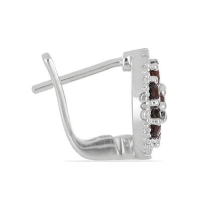 925 STERLING SILVER CLUSTER EARRINGS WITH NATURAL GARNET & CUBIC ZIRCONIA GEMSTONES